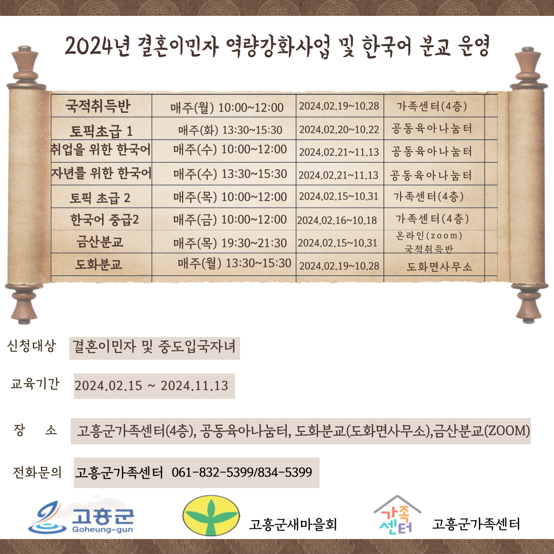 결혼이주여성을 위한 한국어교육- 도화분교반